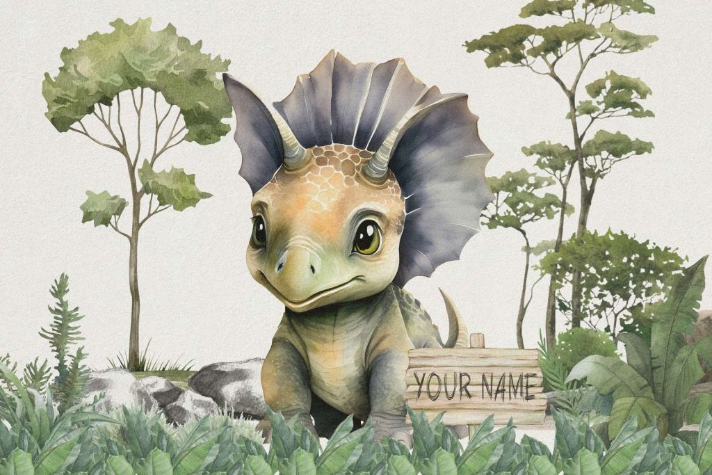 Baby triceratops in the jungle