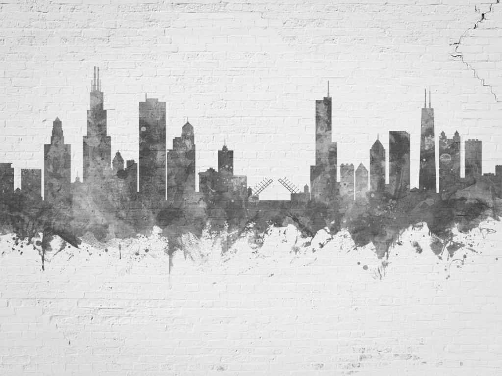 Watercolor skyline, Chicago