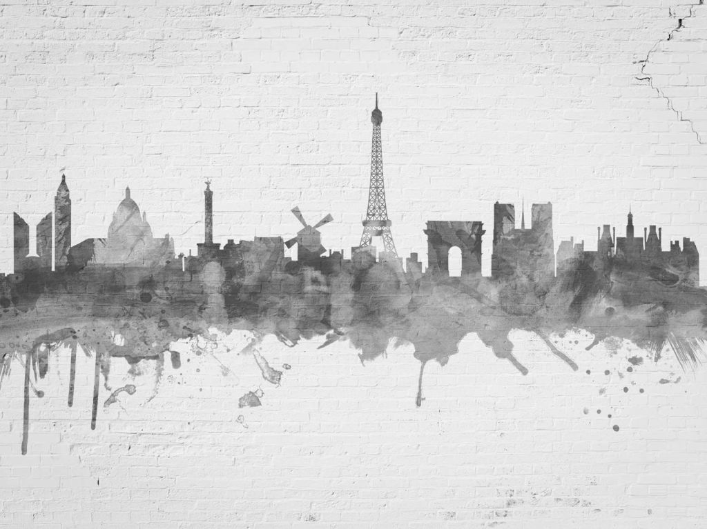 Watercolor skyline, Paris