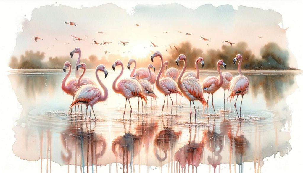 Serene Flamingo Sunrise