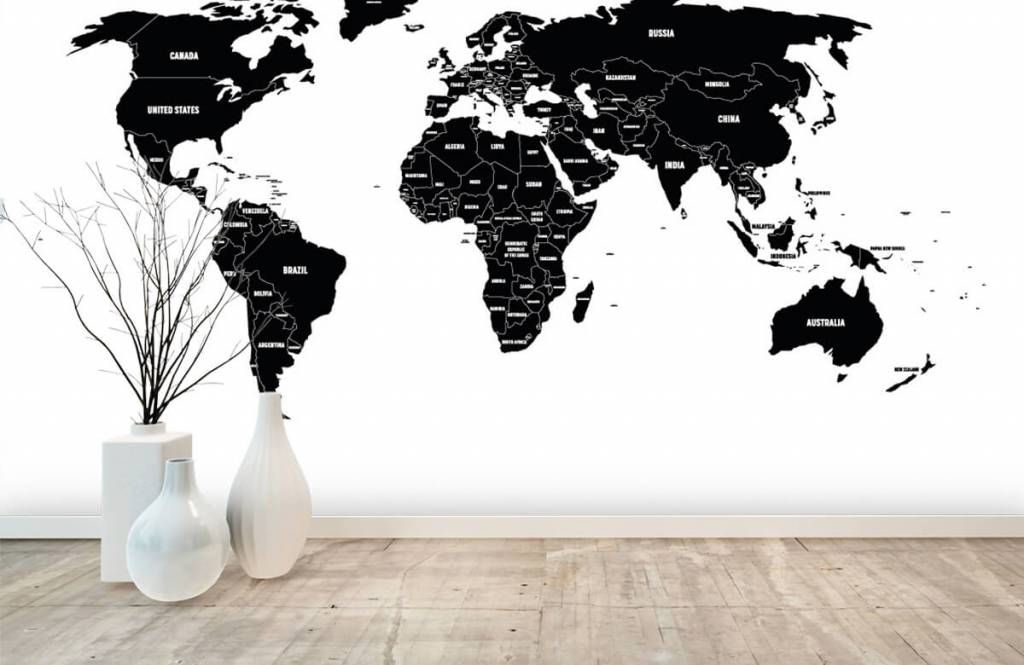 Wall Map (Black) - World - 77 x 48 cm