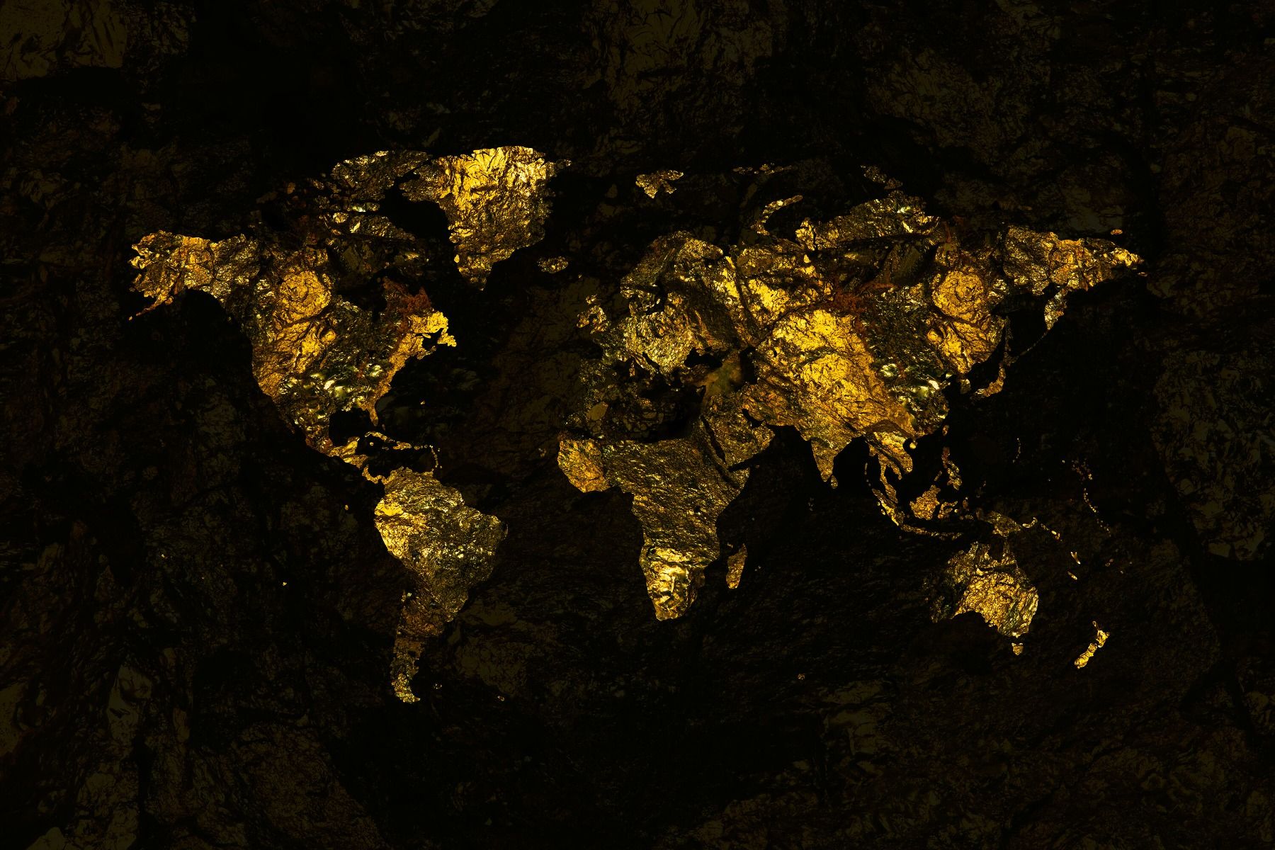 World Map Gold Wallpaper