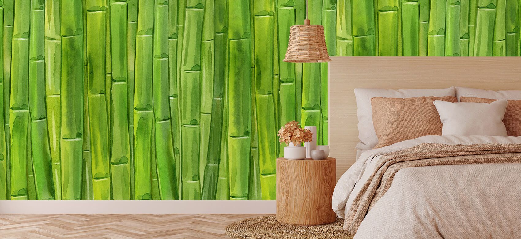 Watercolor bamboo wall mural or wallpaper