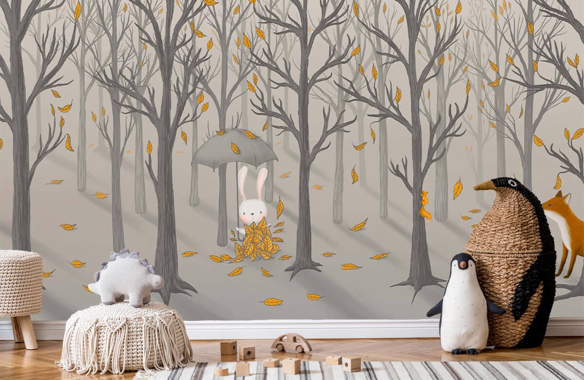 Rabbit under the leaves - Wallpaper
