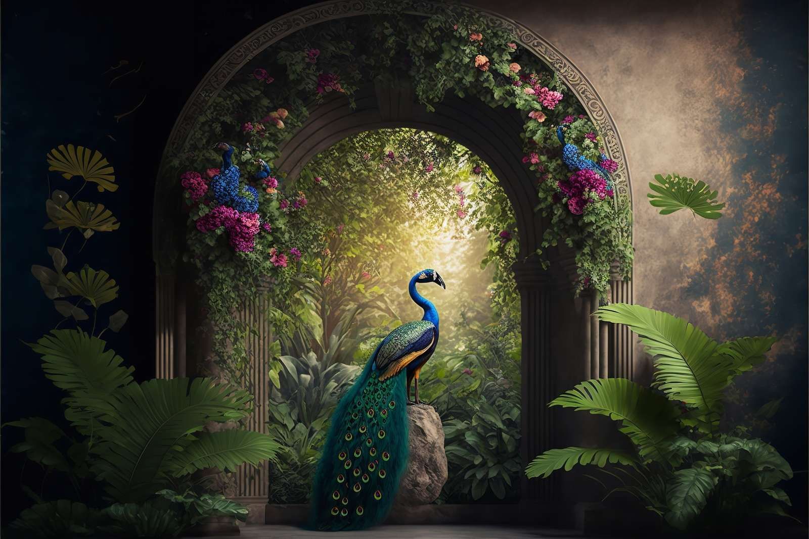 Wallpaper Mural - Peacock in Enchanted Arch - Photo Wallpaper
