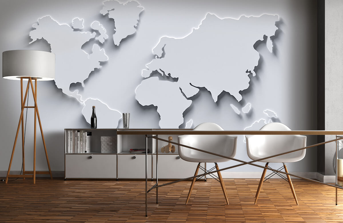 3D World map white - Photo Wallpaper